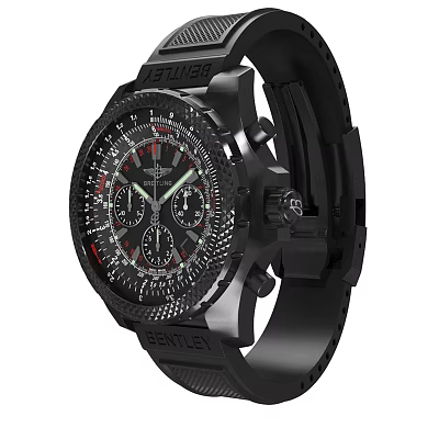 Stylish Bentley Watch With Black Dial Multiple Subdials And Rubber Strap 3d model