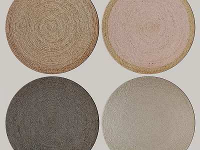 Round Woven Rugs In Various Colors For Home Decor 3d model