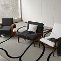 Middle Style Single Chair Single Sofa 3d model