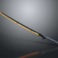 Futuristic Sword Weapon With Orange Glowing Blade And Silver Handle Design