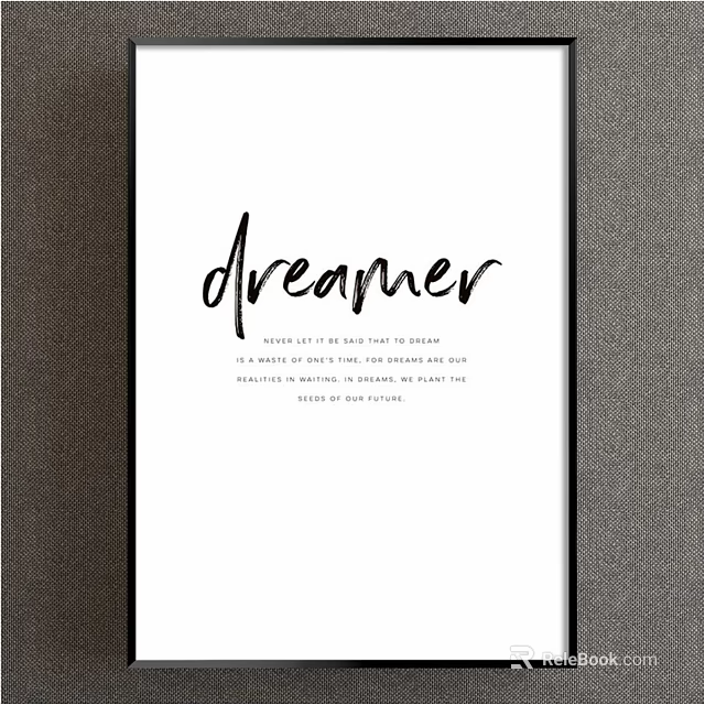 Inspirational Dreamer Decorative Wall Art With Motivational Quote And Modern Design 3d model 