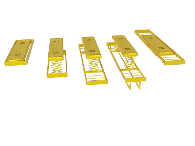 Yellow Metal Support Frames With Various Industrial Designs And Structures 3d model