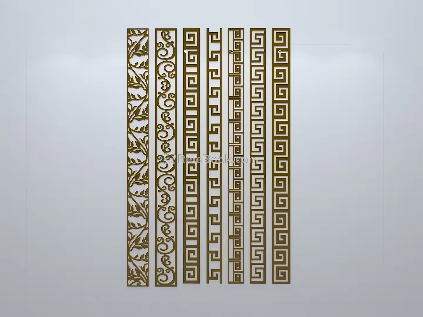 Chinese-style window grilles silhouette pane window sill border openwork window 3d model