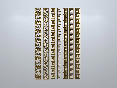 Chinese-style window grilles silhouette pane window sill border openwork window 3d model
