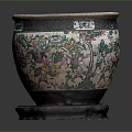 Handcrafted Ceramic Sculpture Carving With Intricate Painted Patterns And Decorative Base