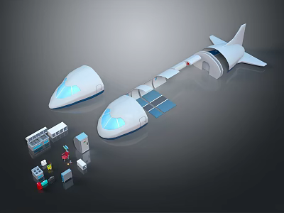 Advanced Space Structure Design Featuring Connected Modules Solar Panels And Miniature Equipment 3d model