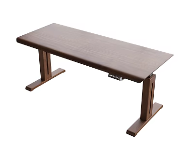 Wooden Desk with Dark Brown Finish Simple Design Sturdy Rectangular Tabletop and Supportive Legs 3d model