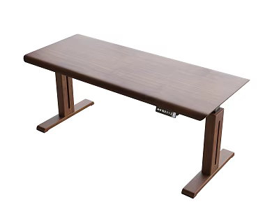 Wooden Desk with Dark Brown Finish Simple Design Sturdy Rectangular Tabletop and Supportive Legs 3d model