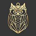 Decorative Ornament Set With Gold Owl Shaped Hollow Out Shiny Design Craft