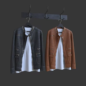 Jacket Leather Jacket Men's Clothes Sportswear Sports Jacket Casual Jacket Dress Clothes 3d model