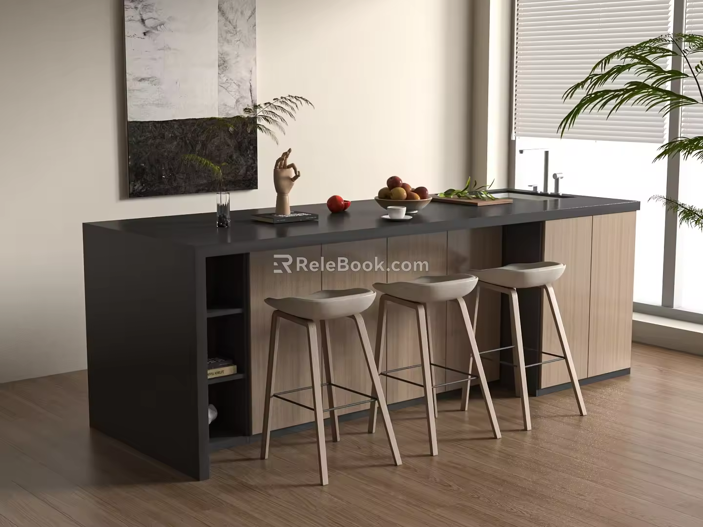 Modern Bar Chair Combination Bar Stool 3d model