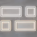 Modern Minimalist Ceiling Lights Featuring Four Rectangular Square Shapes With White Frame On Gray Wall 3d model