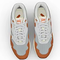 Nike White Orange Gray Mesh Leather Shoes With Wavy Air Cushion Design
