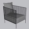 Modern Single Sofa with Black Metal Frame Light Fabric Cushion and Backrest 3d model