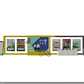 Modern Exhibition Display With Posters Books Bicycle Model And Calendar