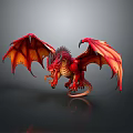 Red Dragon With Spread Red And Orange Wings In 3D Rendering 3d model