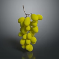Fresh Shiny Yellow Grapes Bunch on Dark Background with Reflection