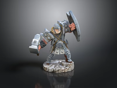 Detailed 3D Warrior Model With Armor Hammer Shield And Stone Base 3d model Detailed 3D Warrior Model With Armor Hammer Shield And Stone Base 3d model