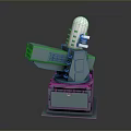 Green Tank Model with Turret Cannon White Dome and Stable Base Detailed Design