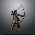 Medieval Archer Character With Falcon Perched On Arm Holding Bow And Arrow