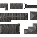 Black Textured Structural Components With Various Geometric Shapes And Folded Designs 3d model