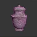 Ancient Ceramic Jar With Lid And Intricate Carved Patterns On Surface 3d model