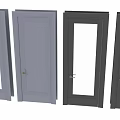Black Modern Hinged Doors With Glass Panel Solid Panel And Metal Handles 3d model