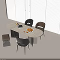Modern Elegant Dining Table Set With Marble Top Gray Chairs And Light Room Interior