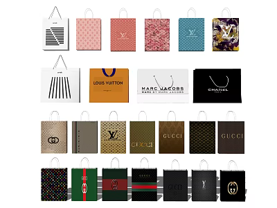 Stylish Colorful Shopping Bags With Various Patterns And Different Designs For Daily Use 3d model