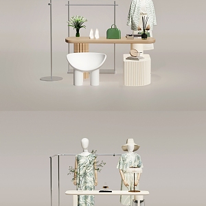 Women's clothing store design women's clothing store situational combination booth combination model running water table combination 3d model