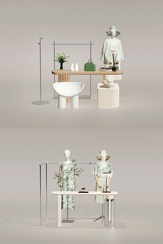 Women's clothing store design women's clothing store situational combination booth combination model running water table combination 3d model