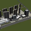 Modern Urban Commercial Street With High Rise Residential And Commercial Buildings And Plaza