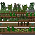 Multi Tiered Planter Setup Featuring Various Vegetables Herbs And Flowers 3d model