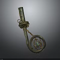 Ancient Bronze Artifact With Intricate Carvings Circular Ring And Greenish Patina Design
