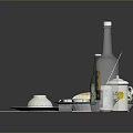 Practical Household Items Including Teacups Teapot Plates Bottle And Package