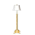 Warm Illuminated Golden Table Lamp With Classic Lampshade And Metal Base
