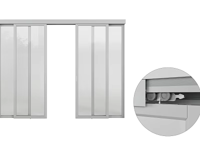 Modern Sliding Doors With Glass Panels And Smooth Track System Design 3d model