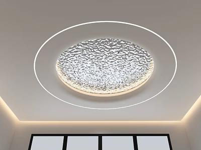 Modern Round Textured Ceiling Light with Circular LED Strip for Home Interior 3d model