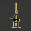 Vintage Golden Microscope With Classic Brass Structure And Laboratory Design