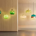 Modern Hanging Glass Pendant Lights With Green Yellow Transparent Colors For Interior Decor