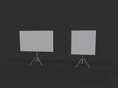 Two Blank Whiteboards On Stable Tripod Stands Against Black Background 3d model