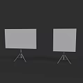 Two Blank Whiteboards On Stable Tripod Stands Against Black Background