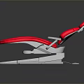 Red Upholstered Dental Chair With White Base And Headrest For Clinic Use