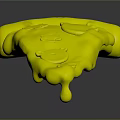 Pizza Slice With Melted Cheese Dripping Smiley Face Design Fresh Tomato Toppings Dark Background Reflection