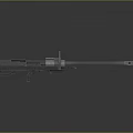Silver Long Barreled Gun With Mechanical Parts On Gray Reflective Background