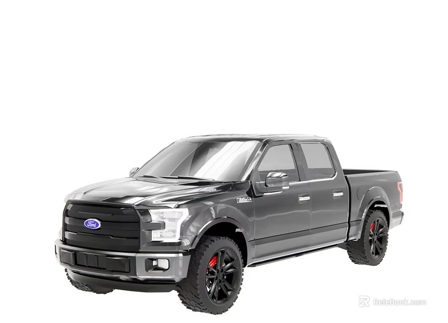 Gray Ford Pickup Truck With Black Wheels And Red Brake Calipers 3d model 