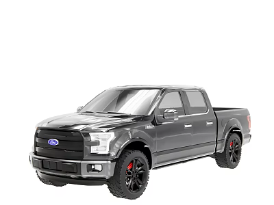 Gray Ford Pickup Truck With Black Wheels And Red Brake Calipers 3d model