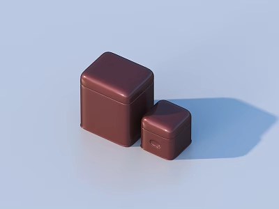 Two Dark Red Square Boxes of Different Sizes As Daily Necessities 3d model