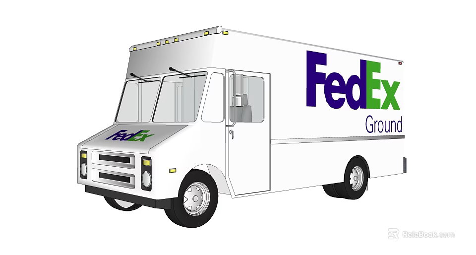 FedEx Ground Delivery Truck With Brand Logo And White Exterior 3d model 