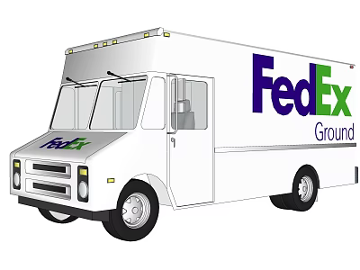 FedEx Ground Delivery Truck With Brand Logo And White Exterior 3d model